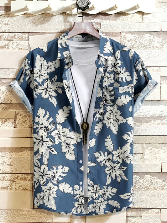 Floral Button Front Short Sleeve Shirt