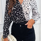 Dalmatian Print Two-Tone V-Neck Bodysuit