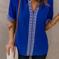 Embroidered V-Neck Top