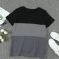 Color Block Side Slit Round Neck T-Shirt