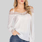 Spliced Lace Cold-Shoulder Blouse