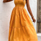 V-Neck Smocked Waist Sleeveless Tiered Dress