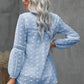 Swiss Dot Frilled Notched Neck Blouse