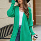 Lantern Sleeve Rib-Knit Open Front Longline Cardigan