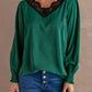 Lace Trim Lantern Sleeve Blouse