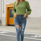 Mixed Knit Raglan Sleeve Sweater