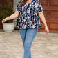 Floral V-Neck Tied Babydoll Blouse