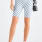 Checkered Wide Waistband Biker Shorts