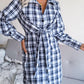 Plaid Button Down Tie Front Shirt Dress
