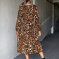 Animal Print Belted Midi Dress