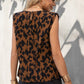 Leopard Print Round Neck Capped Sleeve Blouse