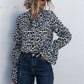 Leopard Tie-Neck Flounce Sleeve Blouse