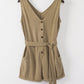 Tie-Waist Buttoned Plunge Sleeveless Romper