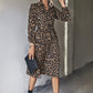 Leopard Print Belted Slit Shirt Dress