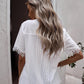 Buttoned Spliced Lace Blouse