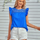 Ruffled Flutter Sleeve Lace Yoke Blouse