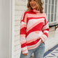 Abstract High Neck Dropped Shoulder Sweater