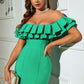 Layered Off-Shoulder Seam Detail Mini Dress