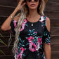 Floral Cold-Shoulder Round Neck Top