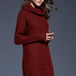 Full Size Mixed Knit Cowl Neck Dropped Shoulder Sweater Dress