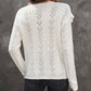 Button Front Ruffle Trim V-Neck Cardigan