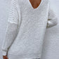 Rib-Knit V-Neck Tunic Sweater