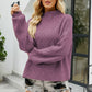 Rib-Knit Dropped Shoulder Mock Neck Sweater