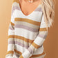 Striped Dropped Shoulder V-Neck Sweater