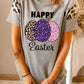 HAPPY EASTER Leopard Graphic Raglan Sleeve Tee
