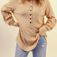 Half Button Ribbed Thumbhole Sleeve Top