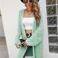 Herringbone Pattern Open Front Longline Fuzzy Cardigan