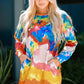 Multicolored Tie-Dye Long Sleeve Dress