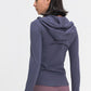 Zip Up Drawstring Detail Hooded Sports Jacket