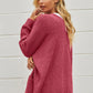 Button Front Plunge Cardigan with Front Pockets
