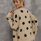 Polka Dot Open Front Dropped Shoulder Cardigan