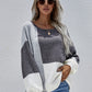 Color Block Tie-Back Dropped Shoulder Knit Pullover