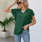 Notched Neck Flutter Sleeve Tee