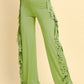 Fringe Trim Wide Leg Pants