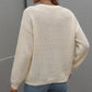 Drop Shoulder Round Neck Ribbed Cuff Sweater