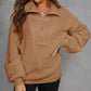 Half-Zip Lantern Sleeve Sweater