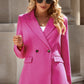 Double-Breasted Padded Shoulder Blazer with Pockets