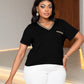 Plus Size Glitter V-Neck Short Sleeve Tee Shirt