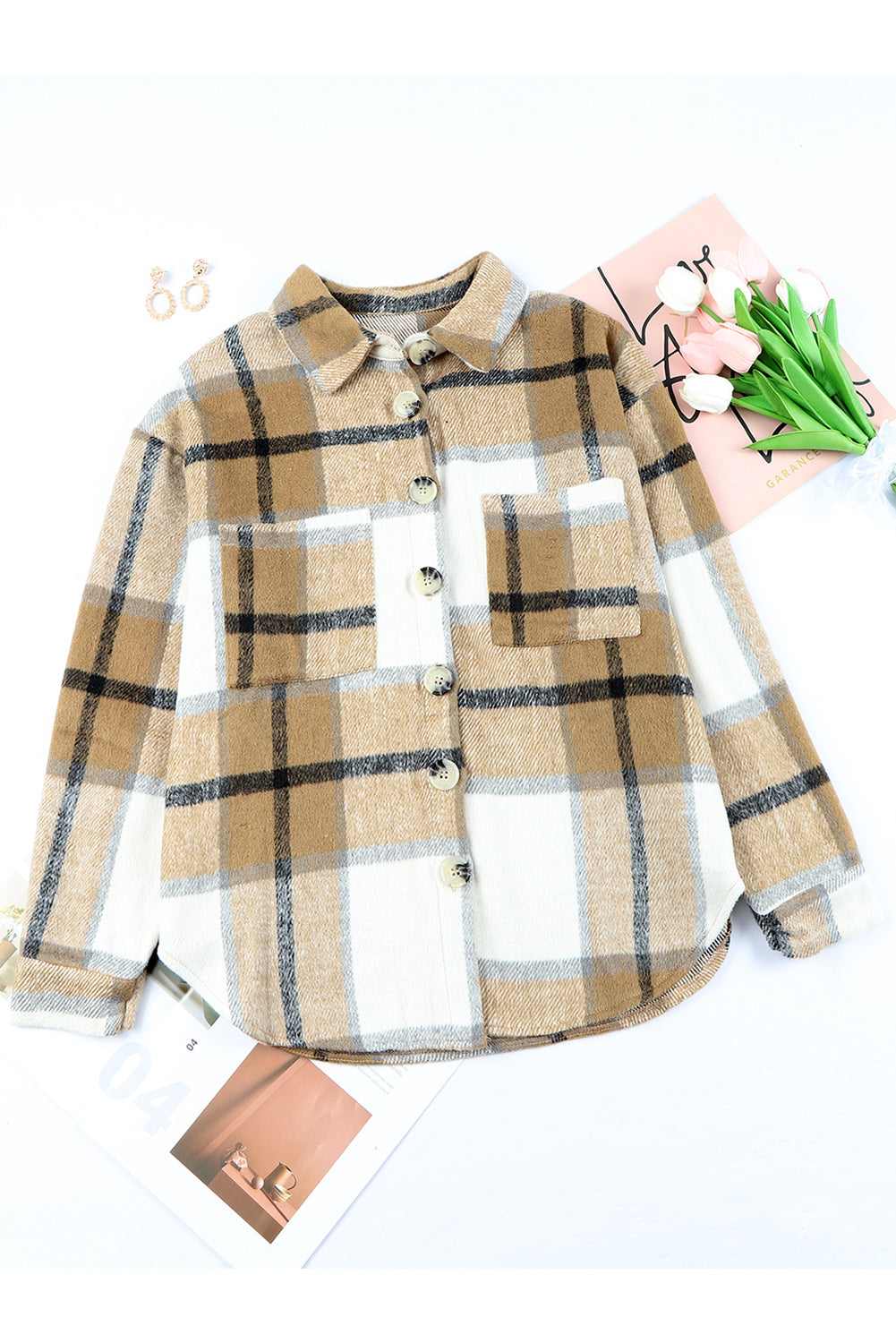 Plaid Brushed Button-Up Shacket