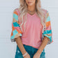 Striped Dolman Sleeve V-Neck Top