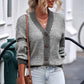 Waffle-Knit Drop Shoulder Button-Down Cardigan