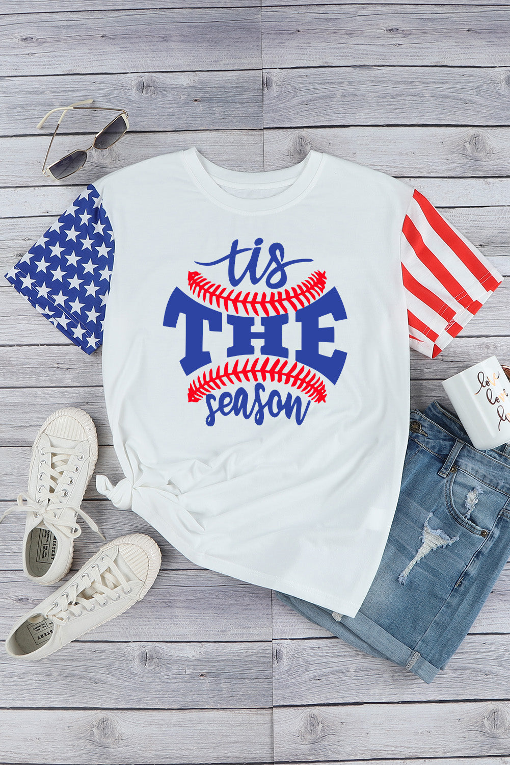 Stars and Stripes Graphic Round Neck Tee