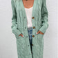 Cable-Knit Button Down Longline Cardigan with Pockets