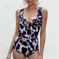 Animal Print Lace-Up Sleeveless Bodysuit