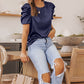 Puff Sleeve Round Neck Blouse
