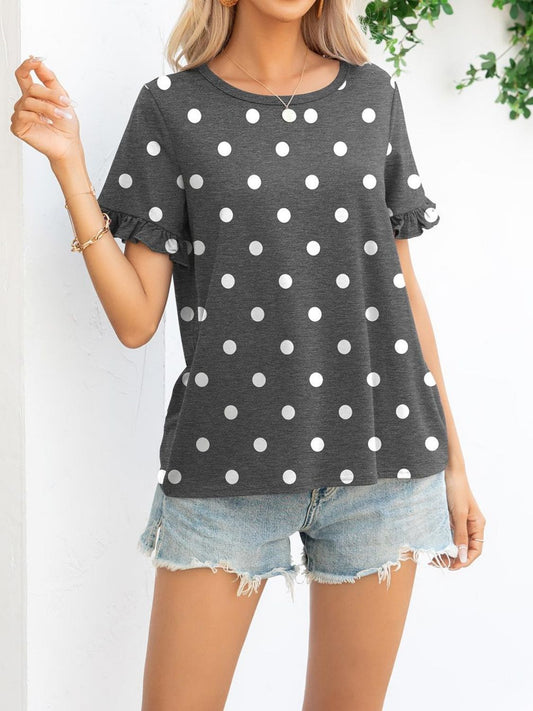 Camouflage Flounce Sleeve Tee Shirt